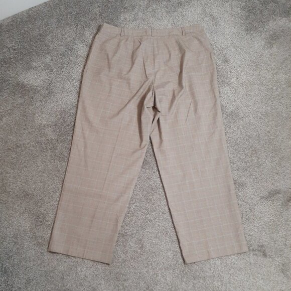 DRESSBARN WOMAN, Tan Plaid High Rise Straight Leg Career Pants; Size 18W - Picture 2 of 2